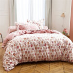 Housse de couette en flanelle r�versible pastilles - �cru