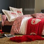 Housse de couette en flanelle r�versible saut de biches - rouge