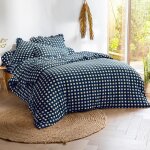 Housse de couette en gaze de coton vichy bleu
