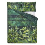 Housse de couette imprimée arjuna leaf en satin de coton viridian Housse de couette imprimée arjuna leaf en satin de coton viridian