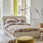 Housse de couette imprime en percale de coton, brocart decoratif - beige moyen