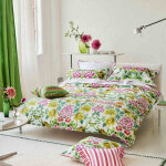 Housse de couette imprime en percale de coton eleonora emerald - multicolore