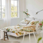 Housse de couette imprime en satin de coton giardino di rose acacia - beige