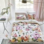 Housse de couette imprime tourangelle blanc en percale de coton