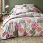 Housse de couette polycoton r�versible lovers - rose / gris