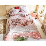 Housse de couette en coton oasis motif exotique rose