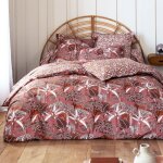Housse de couette en percale de coton r�versible panthere - bois de rose