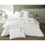 Housse de couette percale de coton broderies et plis plats dr. lorenza - blanc
