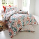 Housse de couette en percale de coton coral reef - blanc