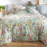 Housse de couette percale de coton croquer r�versible vert d'eau