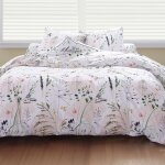 Housse de couette percale de coton blanc r�versible motif floral multicolore - collection fraicheur