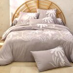 Housse de couette en percale de coton porte du desert - gris