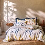 Housse de couette en percale de coton r�versible mexicaine - blanc cass�
