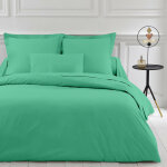 Housse de couette unie polycoton tertio ; - vert eucalyptus