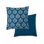 Housse de coussin et coussin bleu paon marco polo