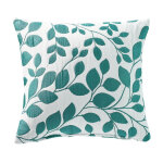Housse de coussin jacquard motif végétal fanny - turquoise Housse de coussin jacquard motif végétal fanny - turquoise