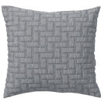 Housse de coussin, oreiller tiss� en coton jacquard floqu� cl. ladri - gris perle