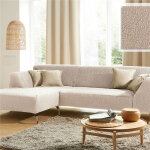 Housse de fauteuil extensible tissu bouclette roc beige cr�me
