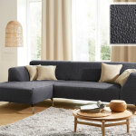 Housse de fauteuil extensible tissu bouclette roc gris fonc�