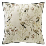 Housse d'oreiller clb. miya motif oiseaux en coton beige cr�me