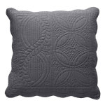 Housse d'oreiller et de coussin en boutis uni coton - gris fonc