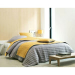 Housse d'oreiller et de coussin matelass�es double face microfibres - jaune curry