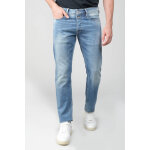Jeans ajust� 600 / 17, longueur 34 bleu en coton ilan