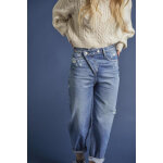 Jeans fille, boyfit cosa, 7 / 8ème bleu en coton Jeans fille, boyfit cosa, 7 / 8ème bleu en coton