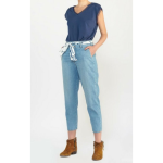 Jeans carotte sunbury, longueur 34 bleu en coton