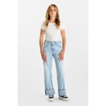 Jeans droite revers, longueur 34 bleu nola en coton