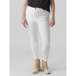 Jean fermeture  bouton et fermeture clair cache taille haute blanc en coton maya