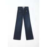 Jeans fille, flare, trs vas, longueur 34 bleu ora en coton