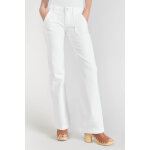 Jeans flare, tr�s �vas� , longueur 34 blanc en coton lou