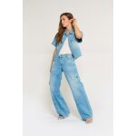 Jeans flare, trs vas , longueur 34 bleu en coton agnes