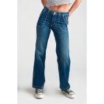 Jeans flare, trs vas, longueur 34 bleu en coton gwen