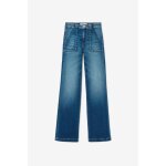 Jeans flare, tr�s �vas�, longueur 34 bleu en coton no�mie