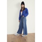 Jeans fille, flare, trs vas, longueur 34 bleu iris en coton