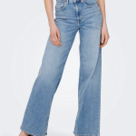 Jean flare taille haute onlmadison - bleu en coton rose