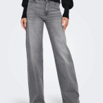 Jean flare taille haute onlmadison - gris en coton molly