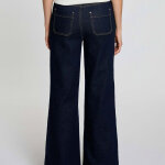 Jean large detail metallique passant bleu en coton