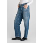 Jeans loose, large balloon taille haute, longueur 34 bleu en coton elsie