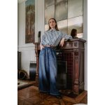 Jeans loose, large louvy, longueur 34 bleu lola en coton