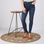 Jean avec perles fantaisie aspect dchir et effiloch femme - bleu en coton
