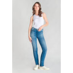 Jeans push - up regular, droit taille haute pulp, longueur 34 bleu en coton kali