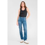 Jeans push - up regular, droit taille haute pulp, longueur 34 bleu fern en coton