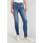 Jeans push - up slim taille haute pulp, longueur 34 bleu en coton anya