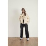 Jeans fille, regular, droit regular large taille haute, longueur 34 noir eva en coton