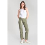 Jeans regular, droit pricilia, 7 / 8me vert en coton