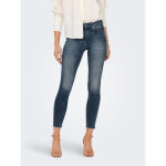 Jean skinny bleu en coton rose