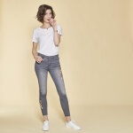Jean skinny avec broderie et dchirures femme - gris fonc en coton